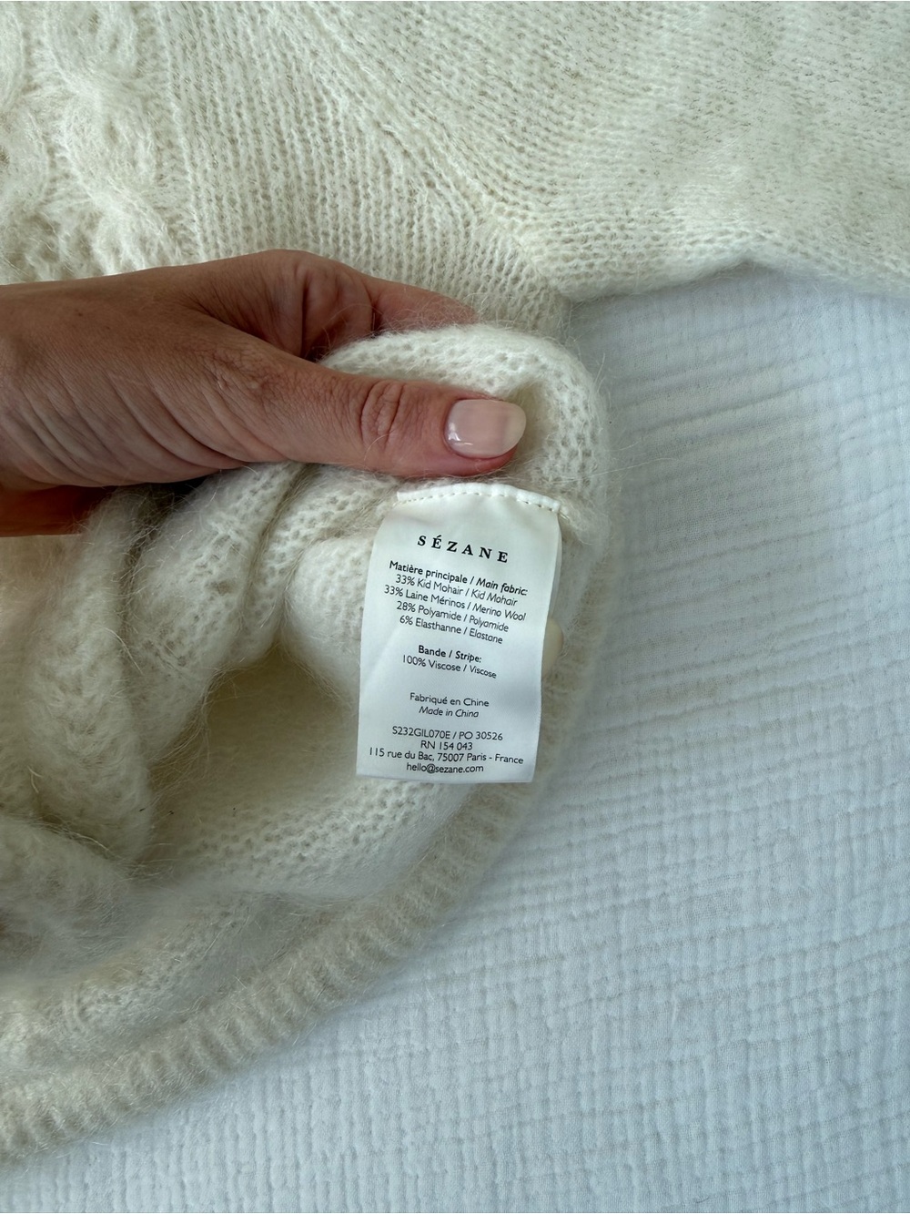Sezane Cream Cable-Detail Button Cardigan - Picture 4 of 6